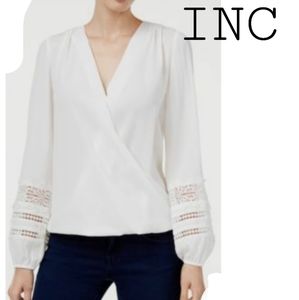 INC International Concepts white surplice lace top