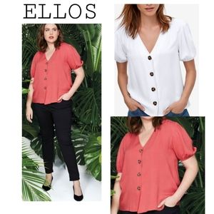 Ellos Contrast Button-Front Blouse plus Sz 28