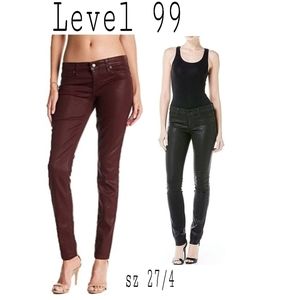 Level 99 midrise coated skinny jeans.  27/4