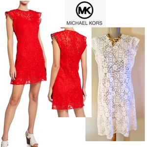 Michael Kors WHITE Ornate Crochet Mini Dress.
MED