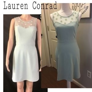 Lauren Conrad mint polka-dot mesh dress. Sz 10
