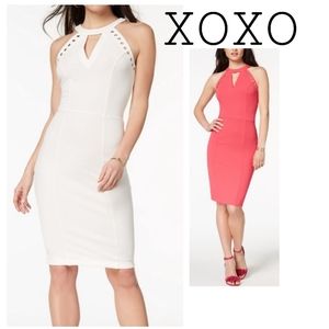 XOXO Cloud Dancer grommet sheath dress. Sz Med