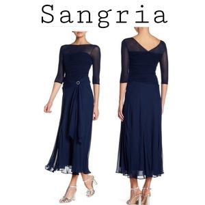 Sangria navy rhinestone waist detail dress. Sz 10P