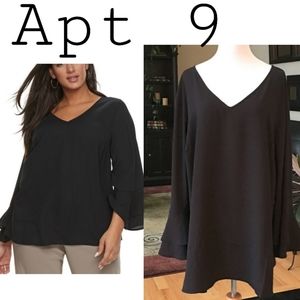 Apt 9 black bell sleeve top. Sz XL