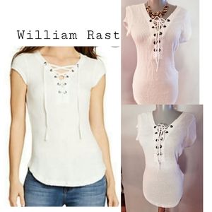 William Rast lace up waffle weave top. Sz Med