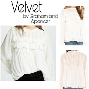 VELVET BY G&S Jolie Chiffon Ruffle Blouse. Sz Med