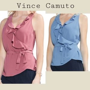 Vince Camuto fuscia ruffle wrap top. Sz XL