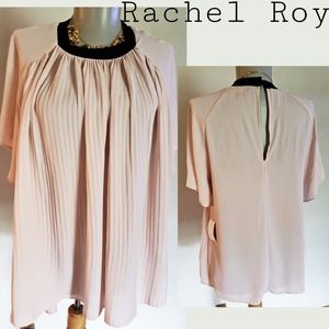 Rachel Roy micro pleated color block blouse. Sz Md