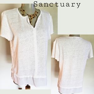 Sanctuary sheer trim vneck top. Sz Sm