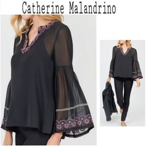 Catherine MalandrinoSheer Embroidered blouse XL