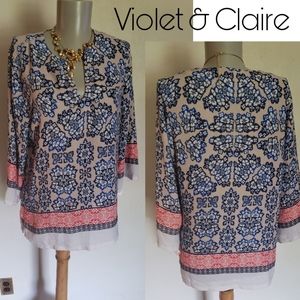 Violet & Claire kaleidoscope print top. Sz Med