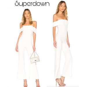 Superdown Aubrey Off Shoulder Jumpsuit in 