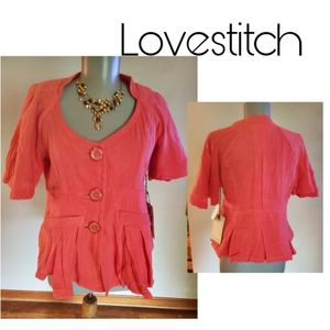 Lovestitch coral crop jacket.  Sz Lrg