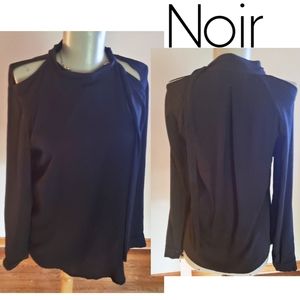 Noir navy cold shoulder blouse.  Sz Sm