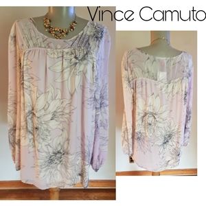 Vince Camuto pink floral sheer top. Sz sm