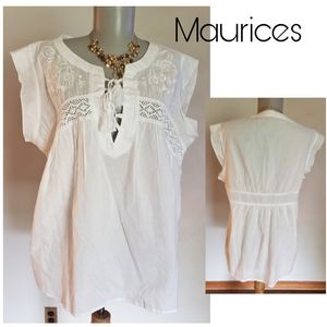 Maurices crochet gauzy short sleeve top.  Sz Lrg