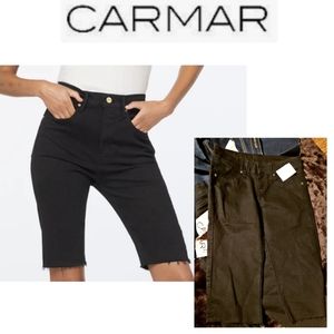 Carmar Jeans black stretch denim cuffed long short