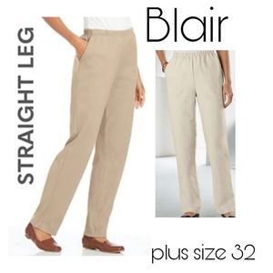BLAIR tan khaki elastic waist pants. Plus size 32w