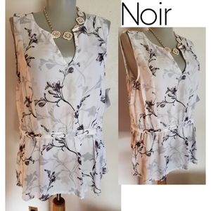 Noir sleeveless floral drawstring top. Sz Med