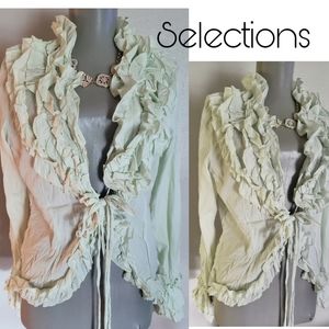 Selections ruffle tie front top. Mint. Sz Med