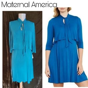 Maternal America popover tie neck dress. Sz Lrg