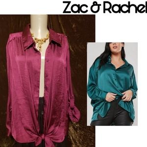 Zac & Rachel maroon satiny blouse. Plus size 2x