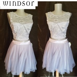 Windsor silver crynaline skirt set