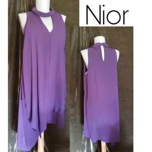 Noir purple keyhole chiffon layered dress Sz Med