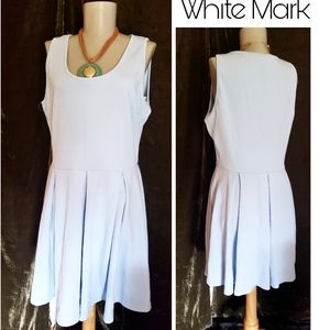 White Mark light blue fit/flare desk.  Sz XL