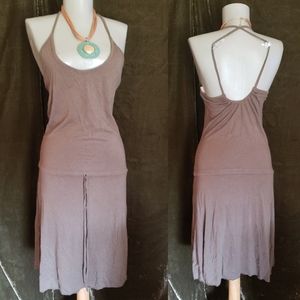 Drawstring jersey taupe dress. Sz Med
