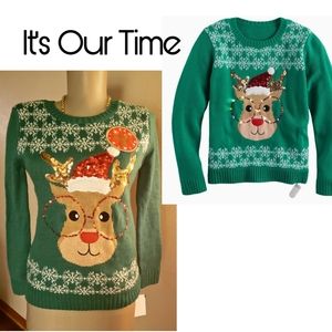 It's Our Time LED lights Christmas Sweater Sz Med