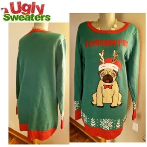 Repartee "Bah Hum Pug" Christmas Sweater Sz large.