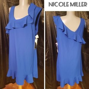 Nicole Miller ruffle assymetrical dress. Sz lrg