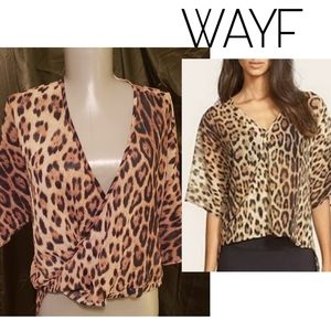 WAYF leopard print surplice top.  Sz Sm