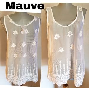 Mauve lace/mesh tank. Sz Lrg