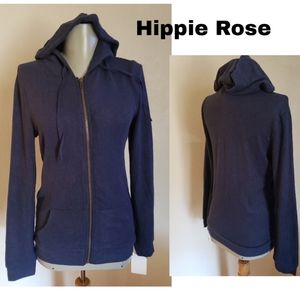 Hippie Rose soft navy hoodie.  Sz med