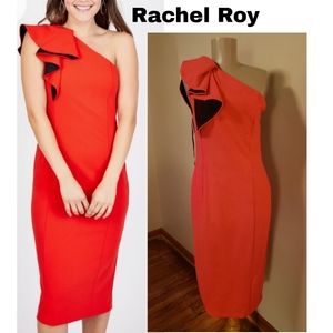 Rachel Roy Flutter One Shoulder Dress. Sz Med