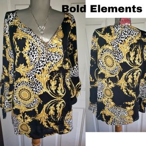 Bold Elements cheetah bell sleeve top. Sz Lrg