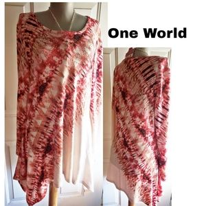 One World graphic print top. Sz lrg