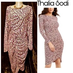 Thalia Sodi "pink print" drawstring dress. Sz Lrg