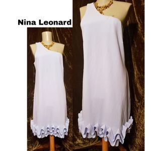 Nina Leonard lilac one shoulder dress. Sz Lrg