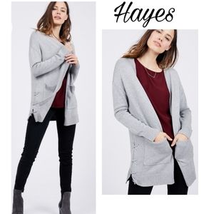 Hayes side lace-up Cardigan Sweater.  Sz Med