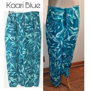 Kaari Blue Teal Palm Soft Wide Leg Pant