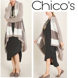 CHICO'S COLORBLOCK CARDIGAN SWEATER. Sz. 3