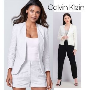 Calvin Klein Linen Collarless Open Blazer.  Sz 12