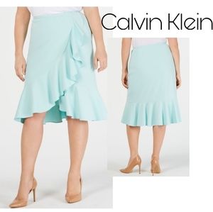 Calvin Klein aqua ruffled skirt. Sz 8