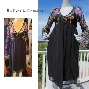 THE PYRAMID COLLECTION blk lace/chiffon doll dress