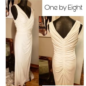 One by Eight white ruched vneck maxi dress Sz 10