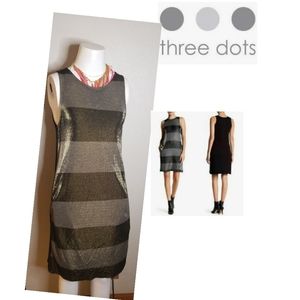 Three Dots striped metallic shift dress. Sz Sm