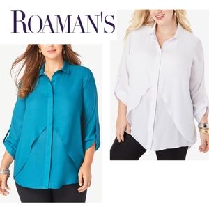 Roaman's pnk Georgette Overlay Big Shirt. Sz 26w